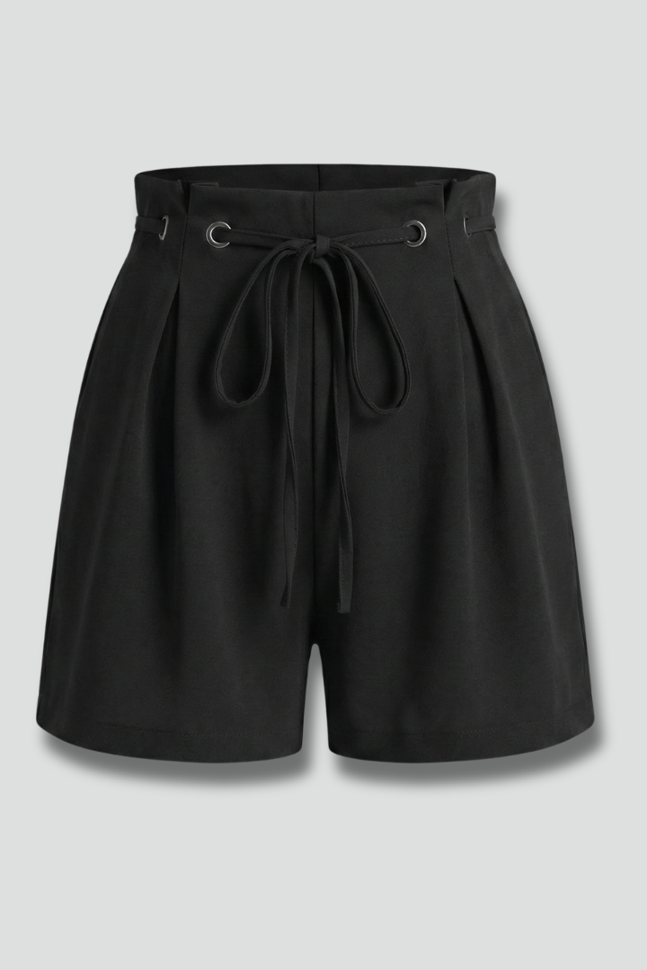 Women’s Shorts with Tie Waist and Pleated Front