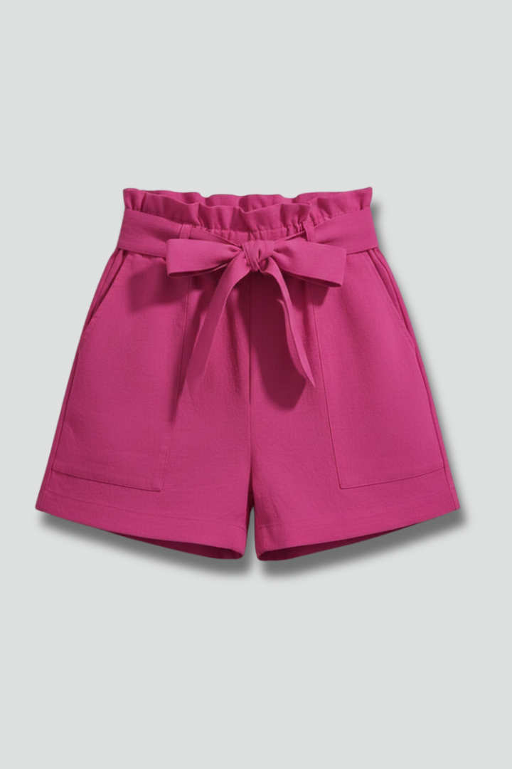 Women’s Shorts with Tie Waist and Ruffle Waistband
