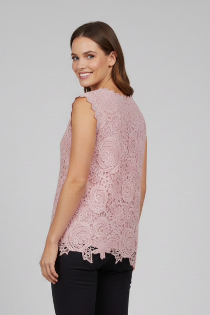 Women’s Sleeveless Blouse with V Neckline and Textured Surface