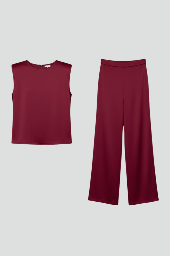 Women’s Sleeveless Jumpsuit with Wide Legs and Round Neck