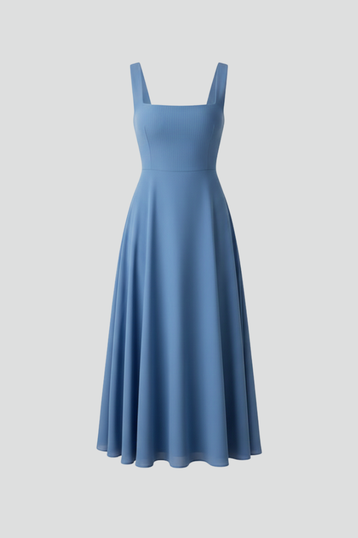 Women’s Sleeveless Midi Dress with Fitted Waist