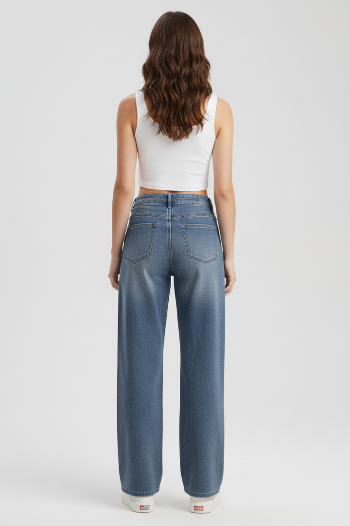 Women’s Straight-Leg Jeans with High Waist and Belt