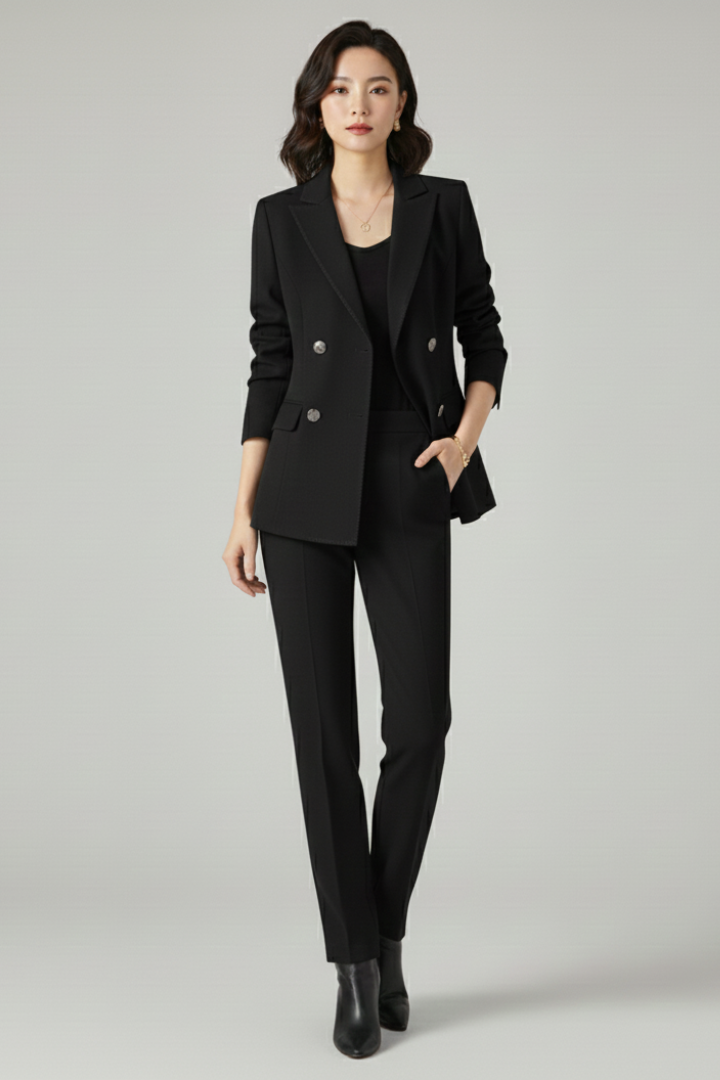 Women’s Suit Set with Blazer and Straight-Leg Trousers