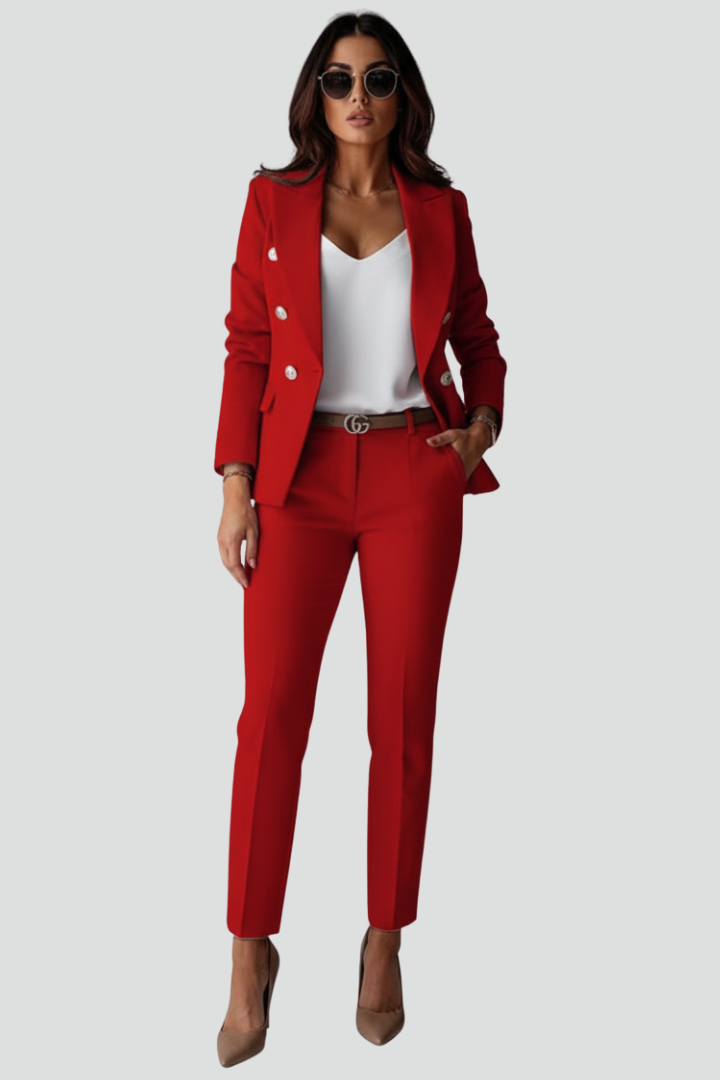 Women’s Suit Set with Blazer and Straight Trousers