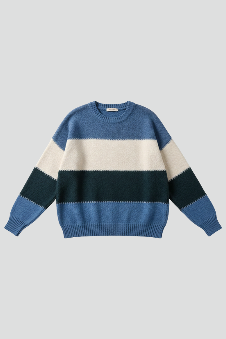 Women’s Sweater with Striped Surface and Relaxed Shape