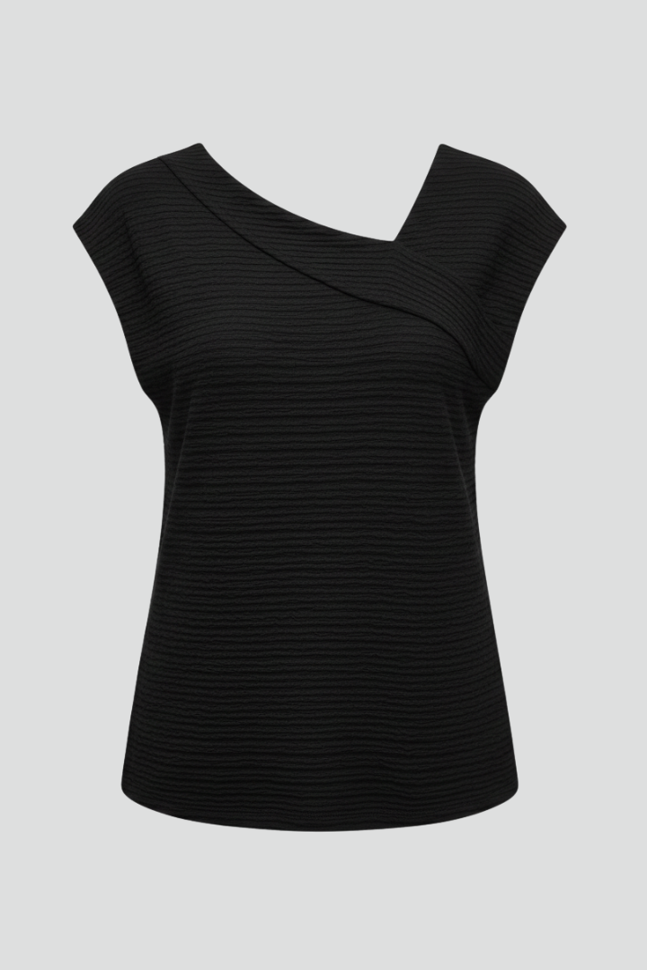 Women’s T-Shirt with Asymmetric Neckline and Short Sleeves