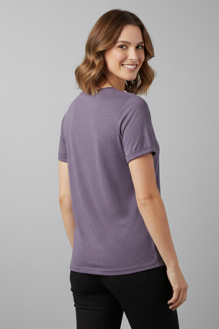 Women’s T-Shirt with Button Placket and Short Sleeves