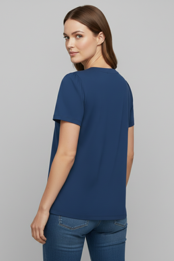 Women’s T-Shirt with Button Placket and Short Sleeves