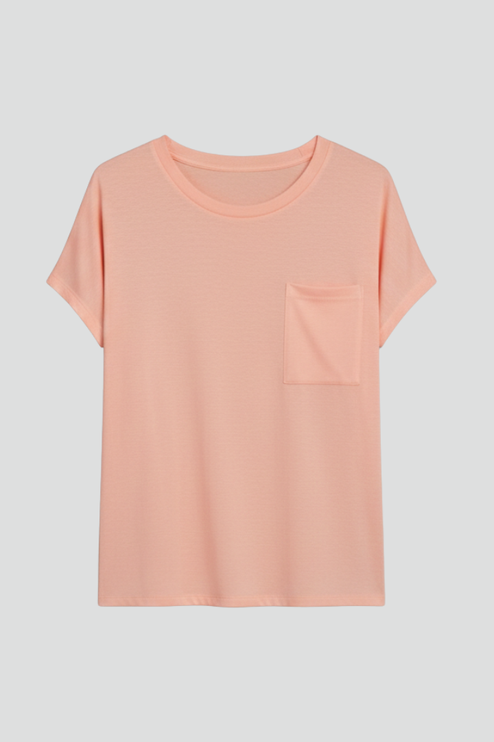 Women’s T-Shirt with Chest Pocket and Short Sleeves