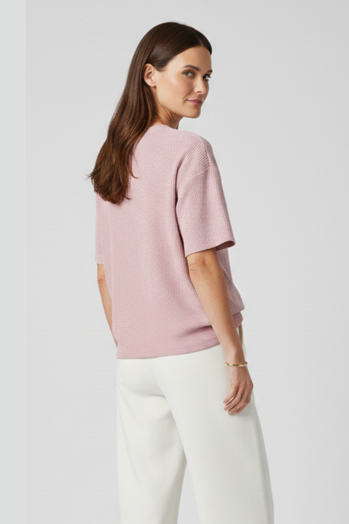 Women’s T-Shirt with Chest Pocket and Textured Surface