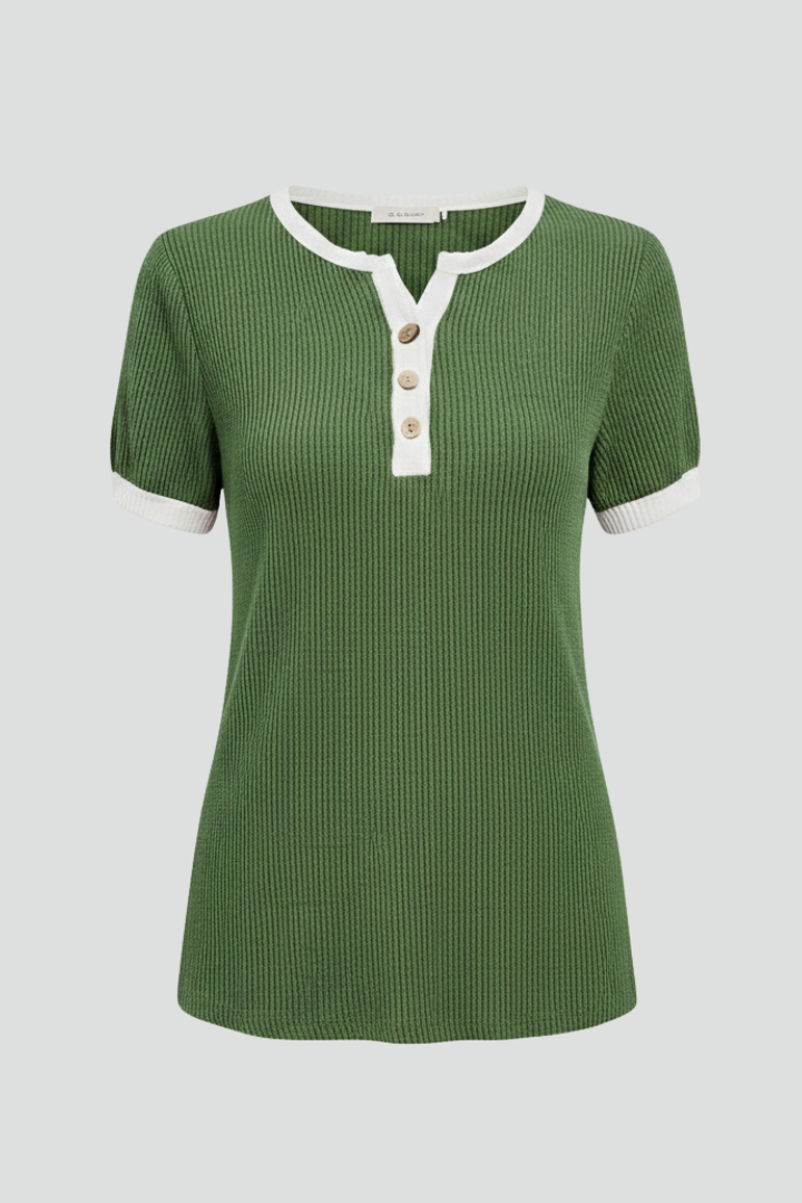 Women’s T-Shirt with Henley Neckline and Button Placket