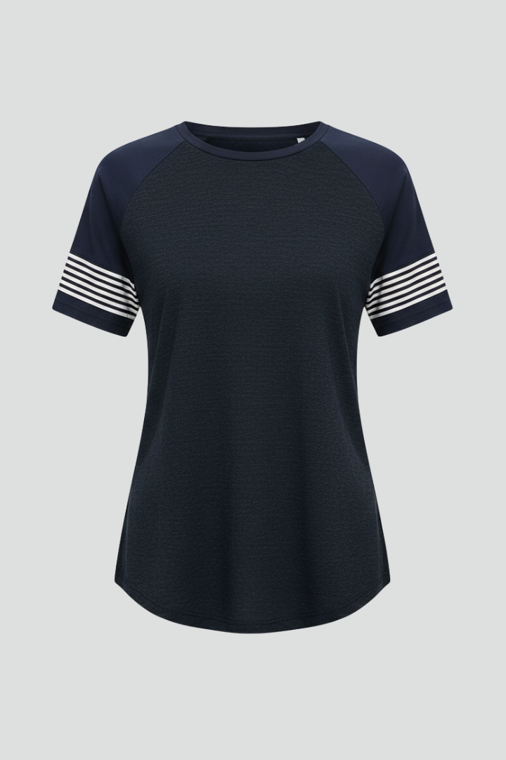 Women’s T-Shirt with Raglan Sleeves and Striped Cuffs