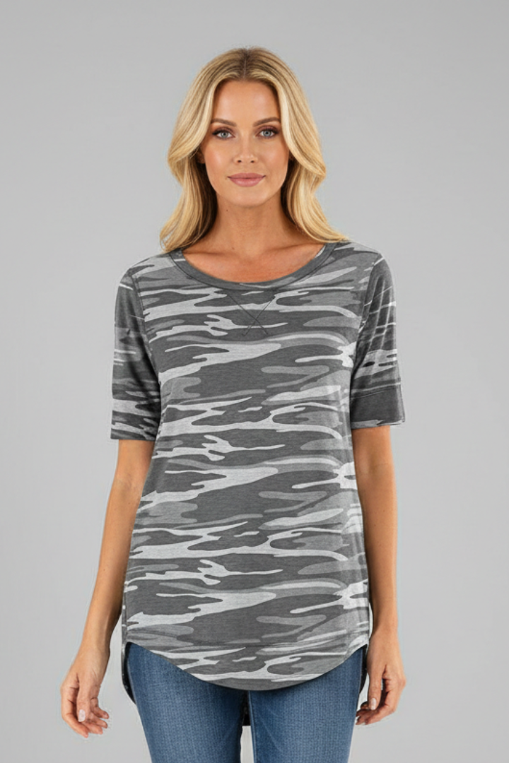 Women’s T-Shirt with Round Neck and Printed Surface
