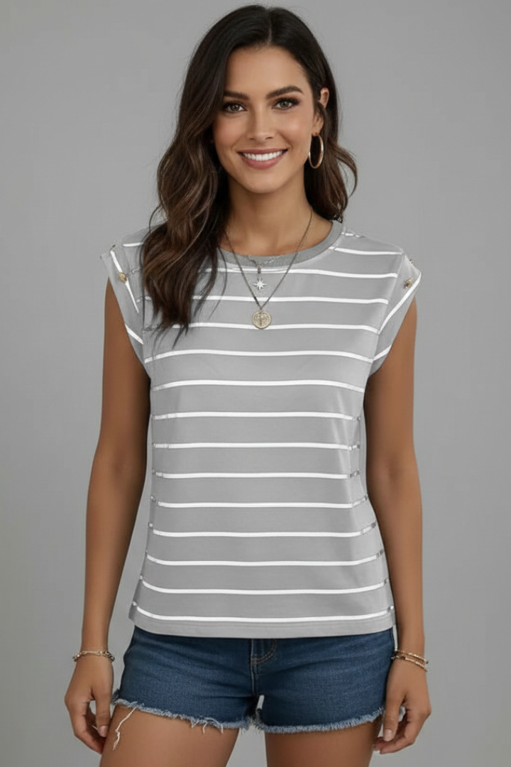 Women’s T-Shirt with Round Neck and Sleeveless Cut