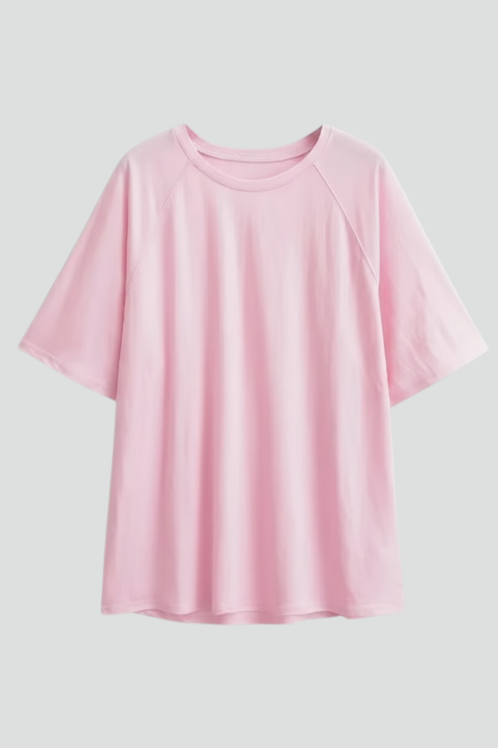 Women’s T-Shirt with Round Neckline and Dropped Sleeves