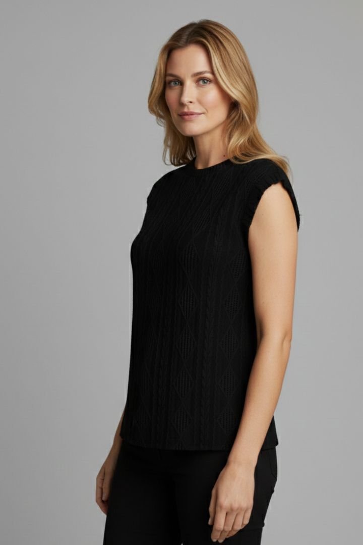 Women’s T-Shirt with Round Neckline and Jacquard Surface