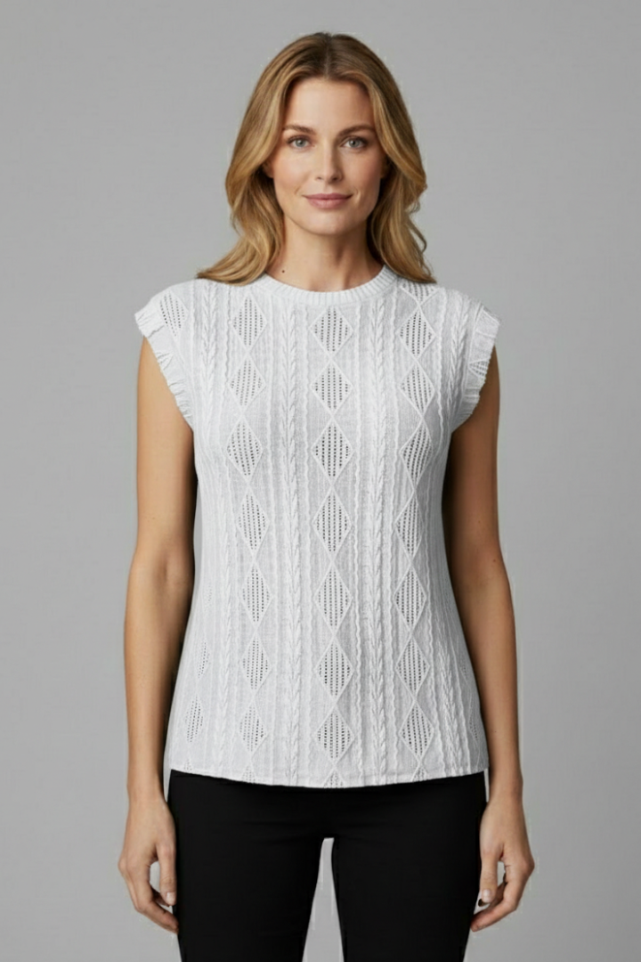 Women’s T-Shirt with Round Neckline and Jacquard Surface