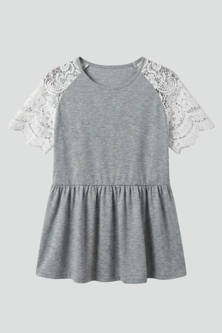 Women’s T-Shirt with Round Neckline and Peplum Hem