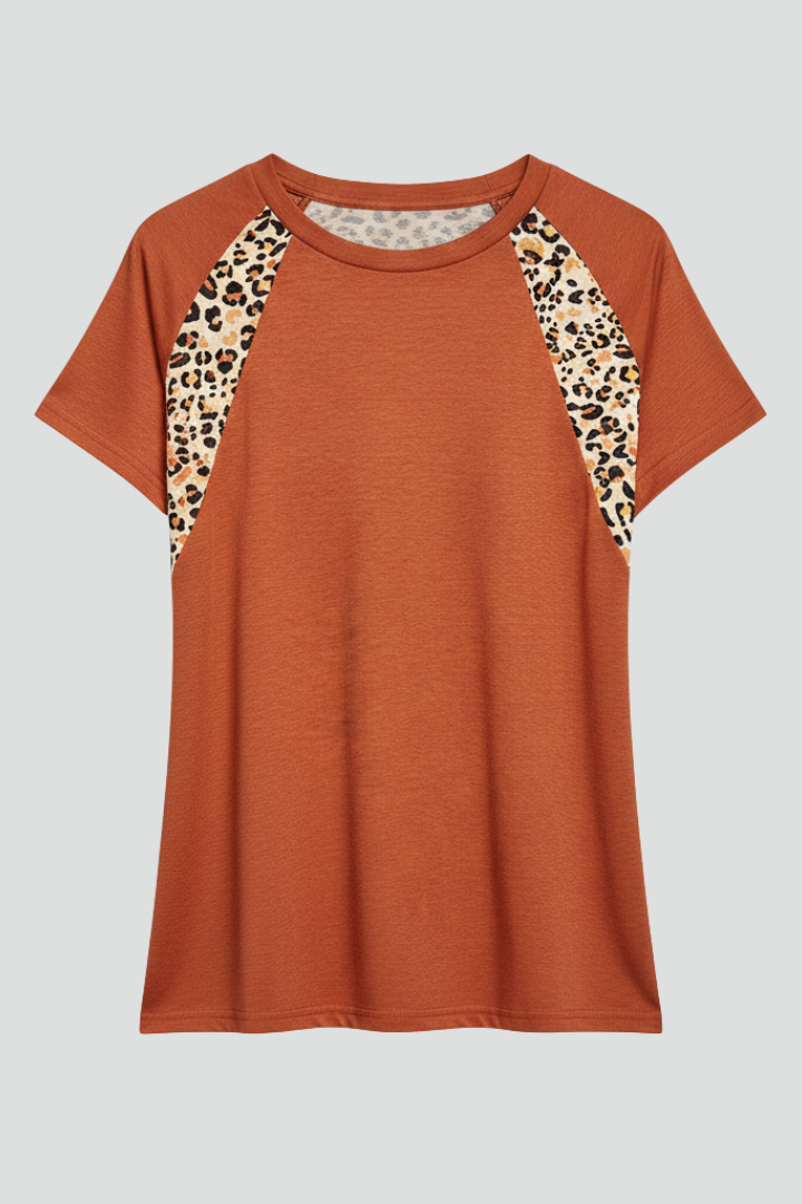 Women’s T-Shirt with Round Neckline and Printed Panels