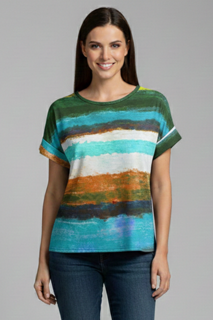 Women’s T-Shirt with Round Neckline and Printed Surface