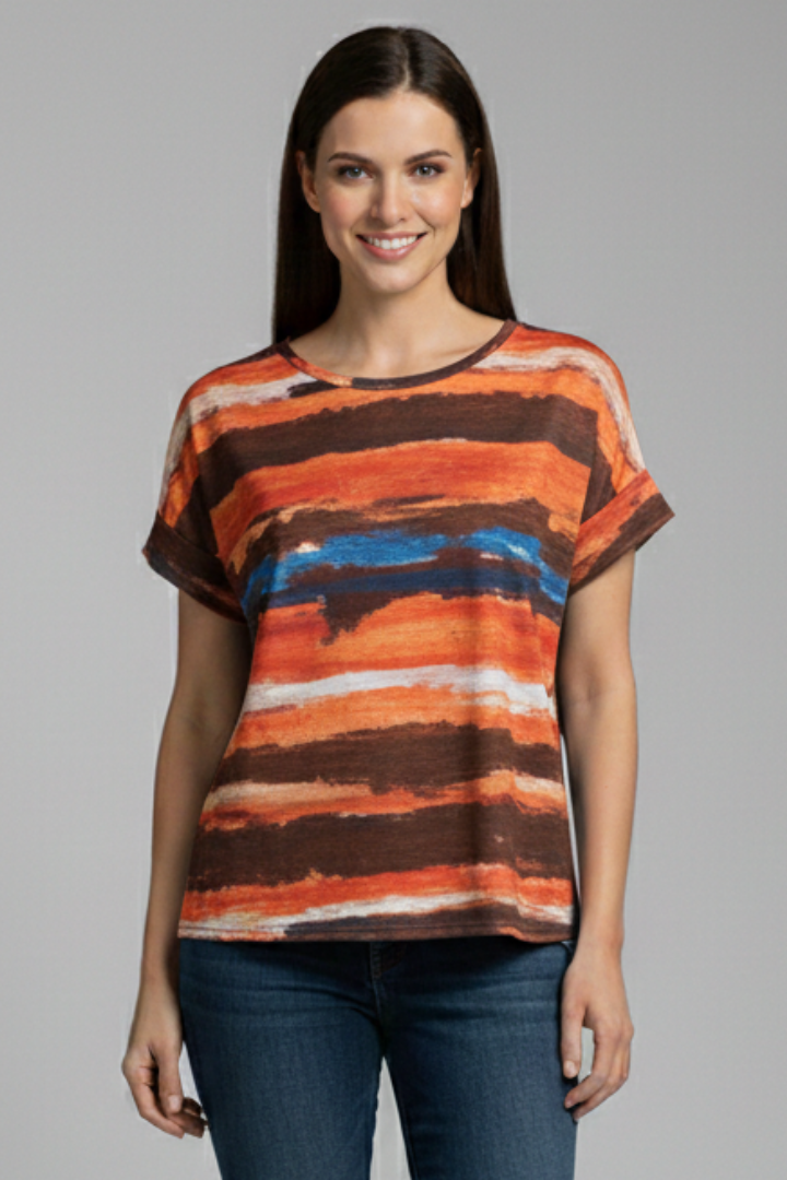 Women’s T-Shirt with Round Neckline and Printed Surface