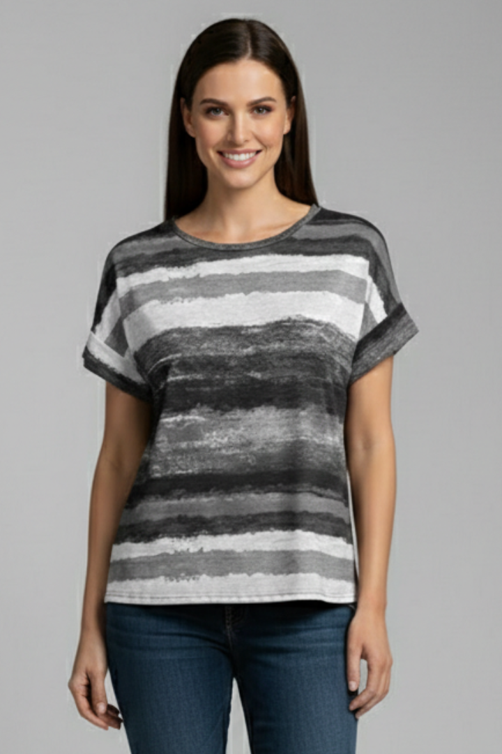 Women’s T-Shirt with Round Neckline and Printed Surface