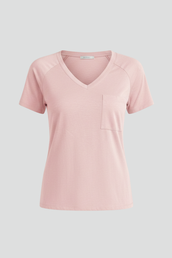 Women’s T-Shirt with V Neckline and Chest Pocket