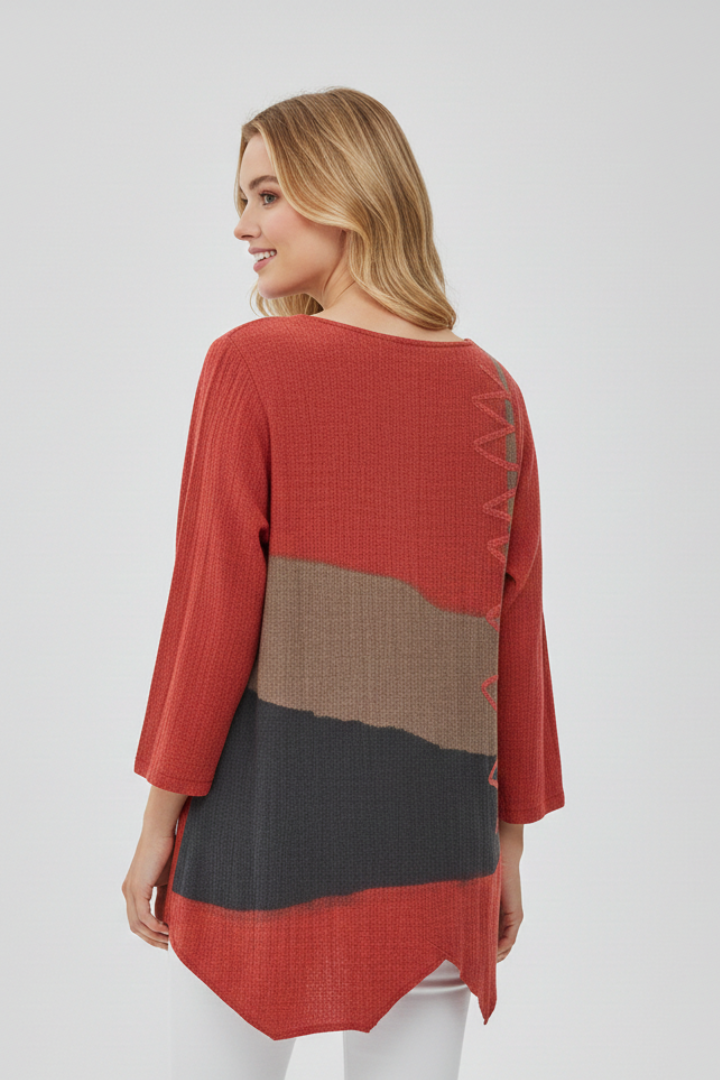 Women’s T-Shirt with V Neckline and Printed Surface