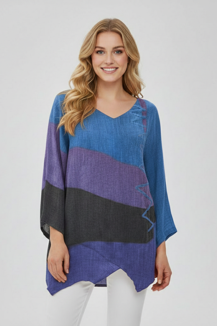 Women’s T-Shirt with V Neckline and Printed Surface