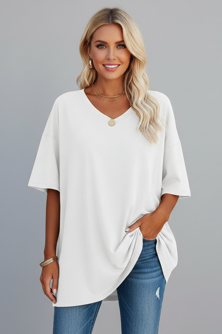 Women’s T-Shirt with V Neckline and Short Sleeves