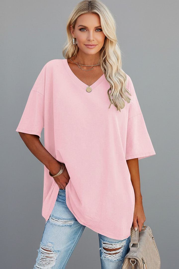 Women’s T-Shirt with V Neckline and Short Sleeves