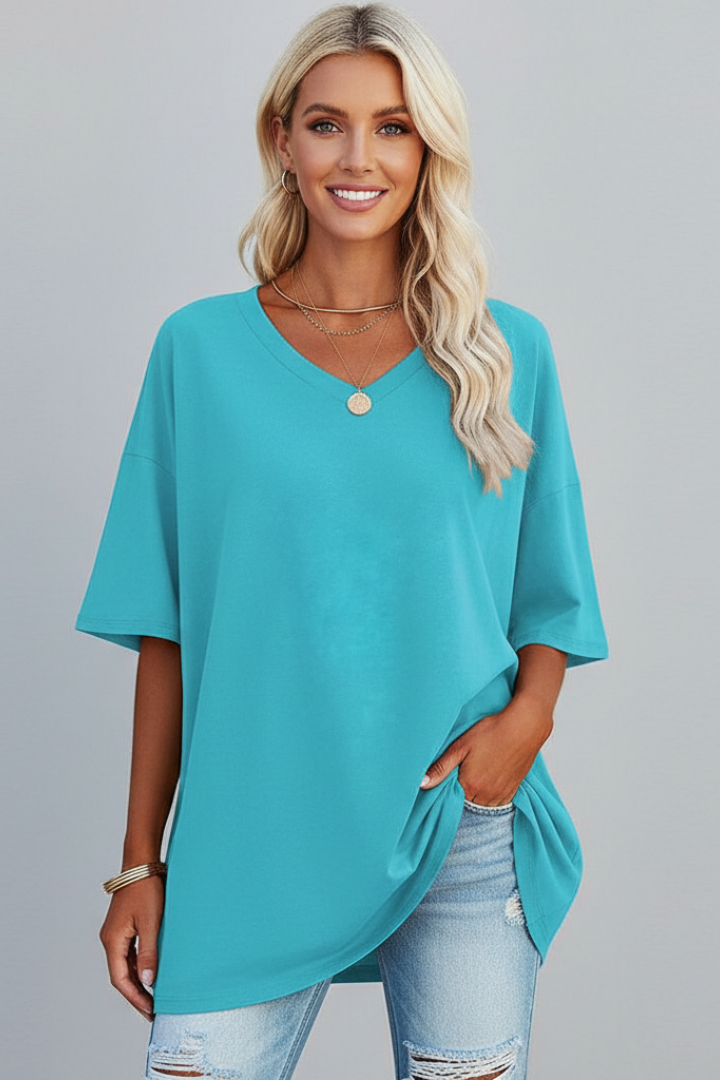 Women’s T-Shirt with V Neckline and Short Sleeves