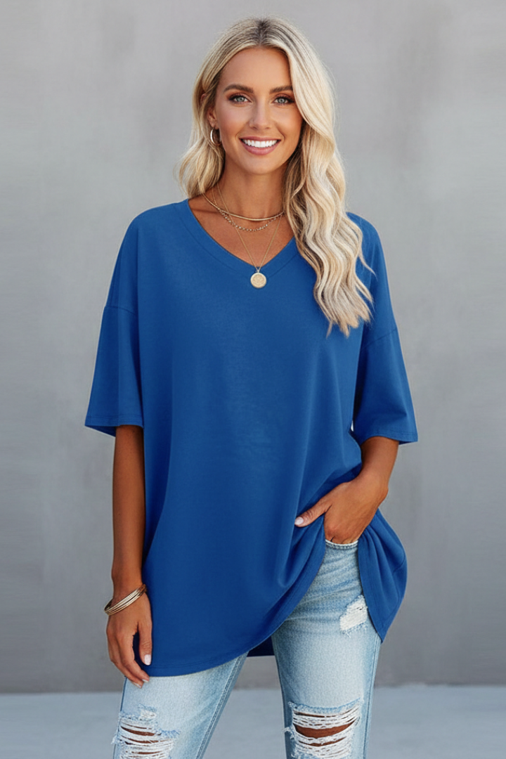 Women’s T-Shirt with V Neckline and Short Sleeves