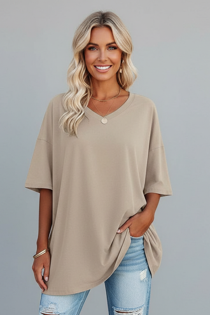 Women’s T-Shirt with V Neckline and Short Sleeves