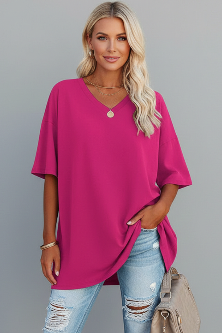 Women’s T-Shirt with V Neckline and Short Sleeves