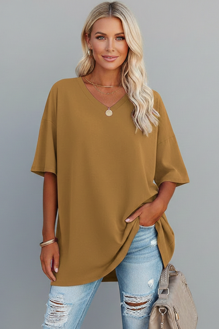 Women’s T-Shirt with V Neckline and Short Sleeves