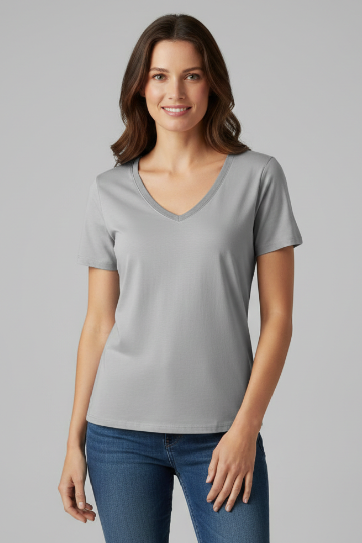Women’s T-Shirt with V Neckline and Short Sleeves
