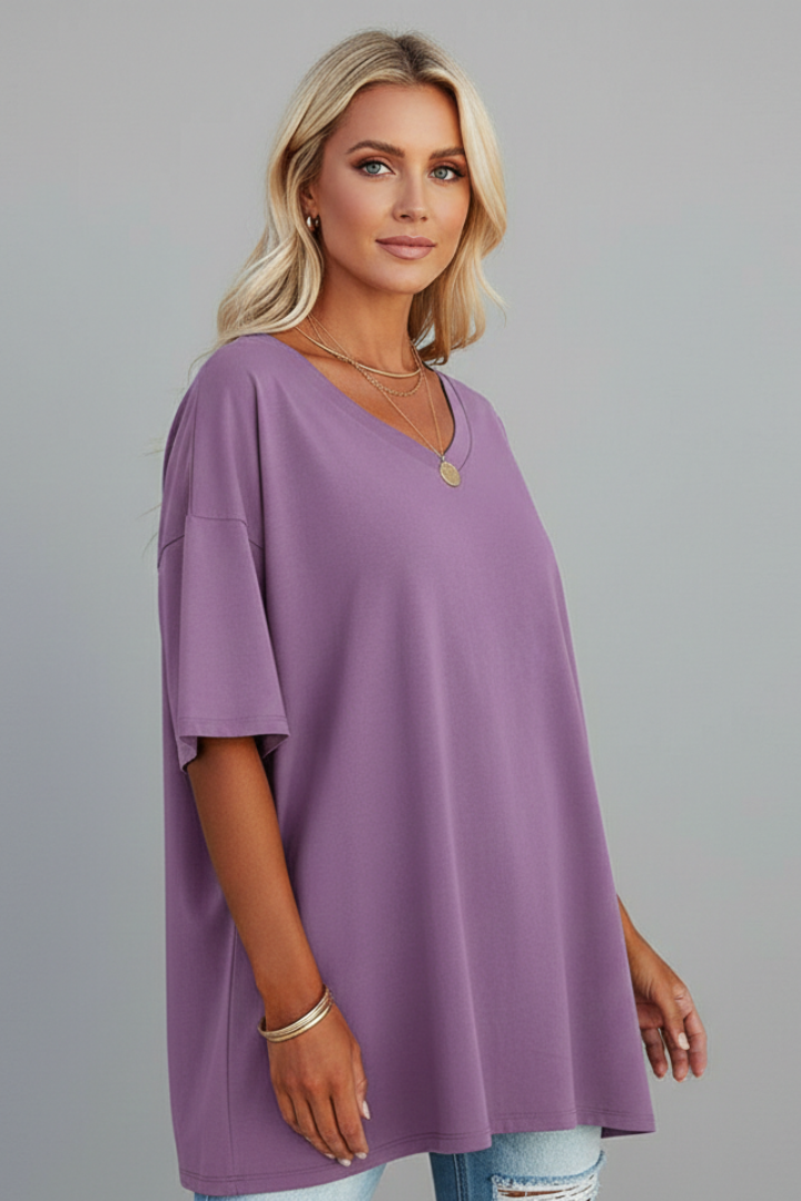 Women’s T-Shirt with V Neckline and Short Sleeves