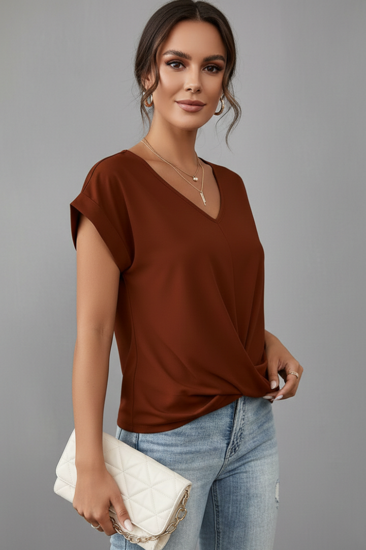 Women’s T-Shirt with V Neckline and Short Sleeves