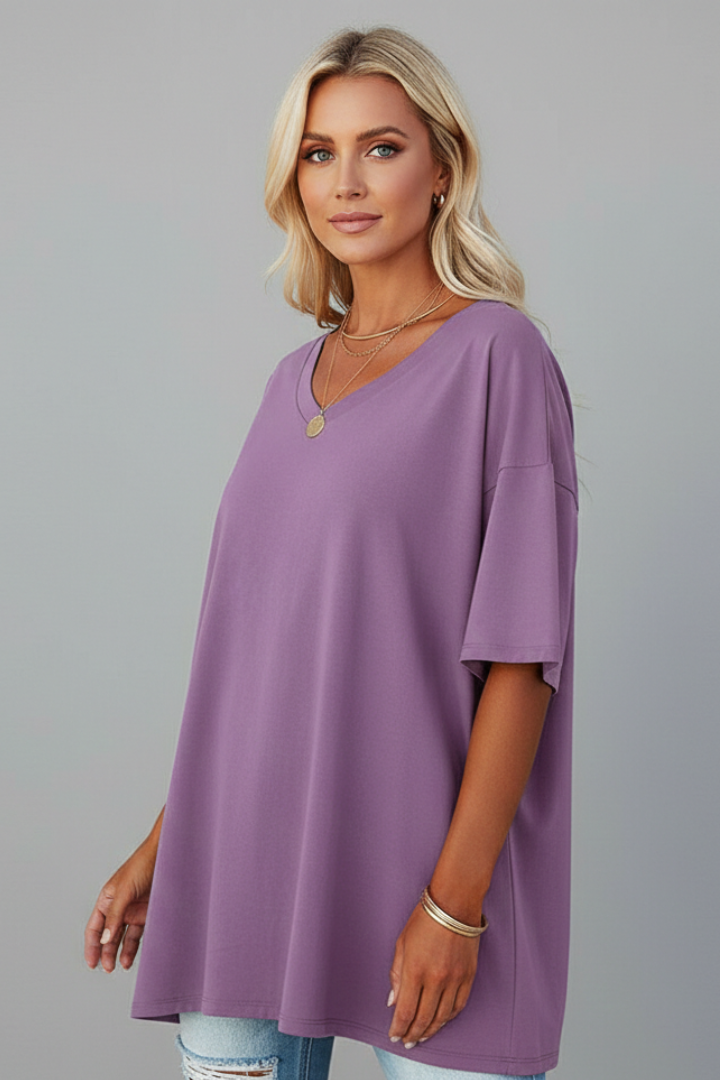 Women’s T-Shirt with V Neckline and Short Sleeves
