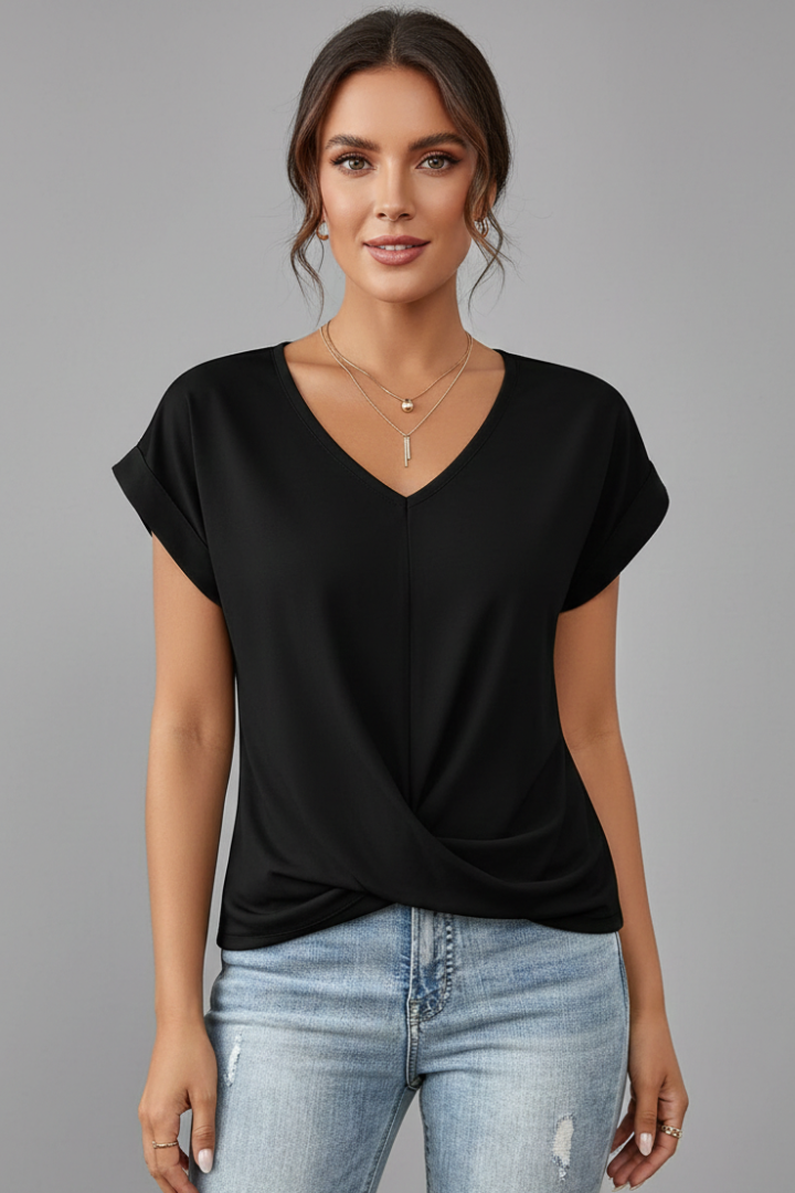 Women’s T-Shirt with V Neckline and Short Sleeves