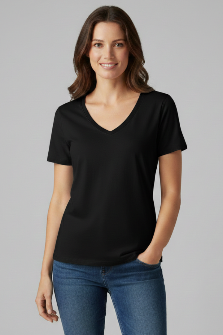 Women’s T-Shirt with V Neckline and Short Sleeves