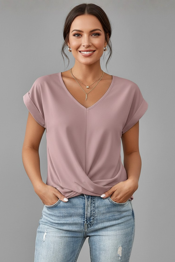 Women’s T-Shirt with V Neckline and Short Sleeves