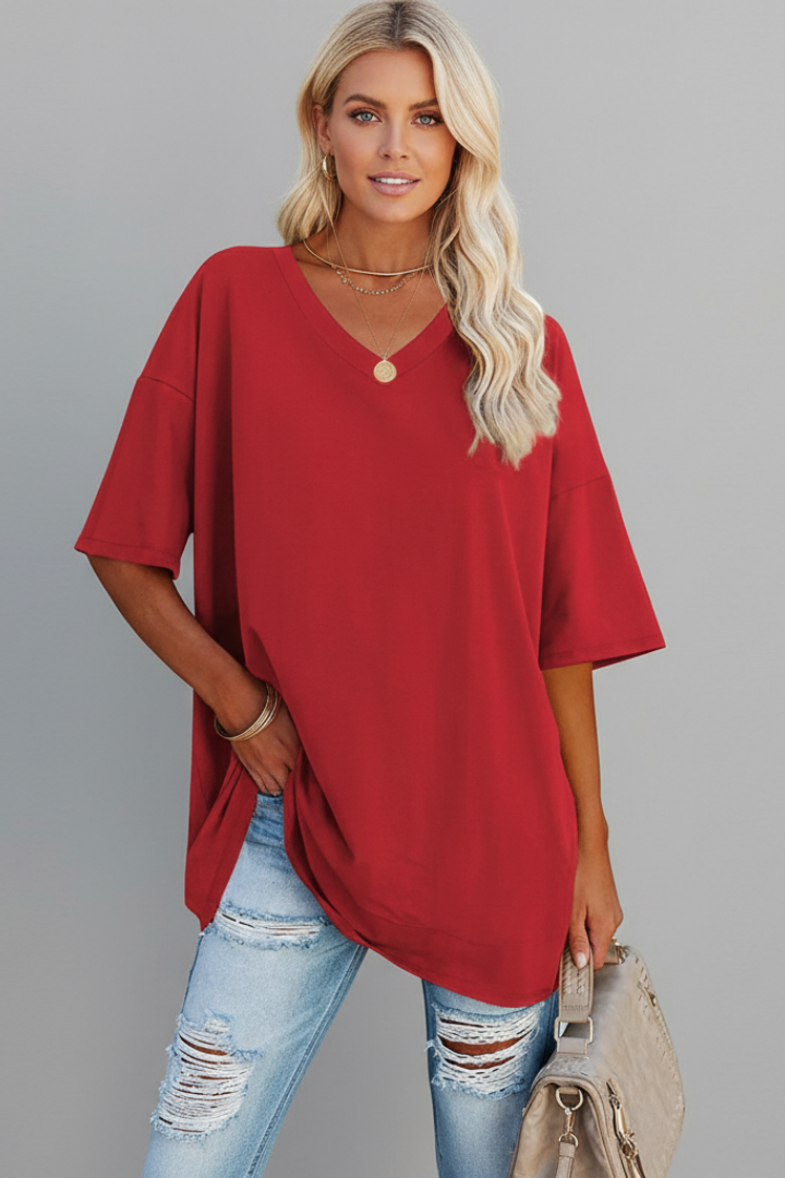 Women’s T-Shirt with V Neckline and Short Sleeves