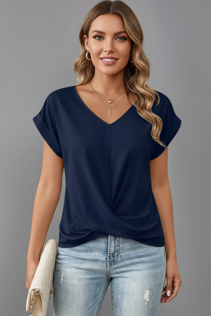 Women’s T-Shirt with V Neckline and Short Sleeves