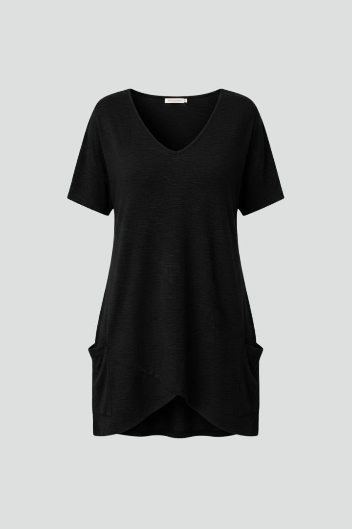 Women’s T-Shirt with V Neckline and Side Pockets