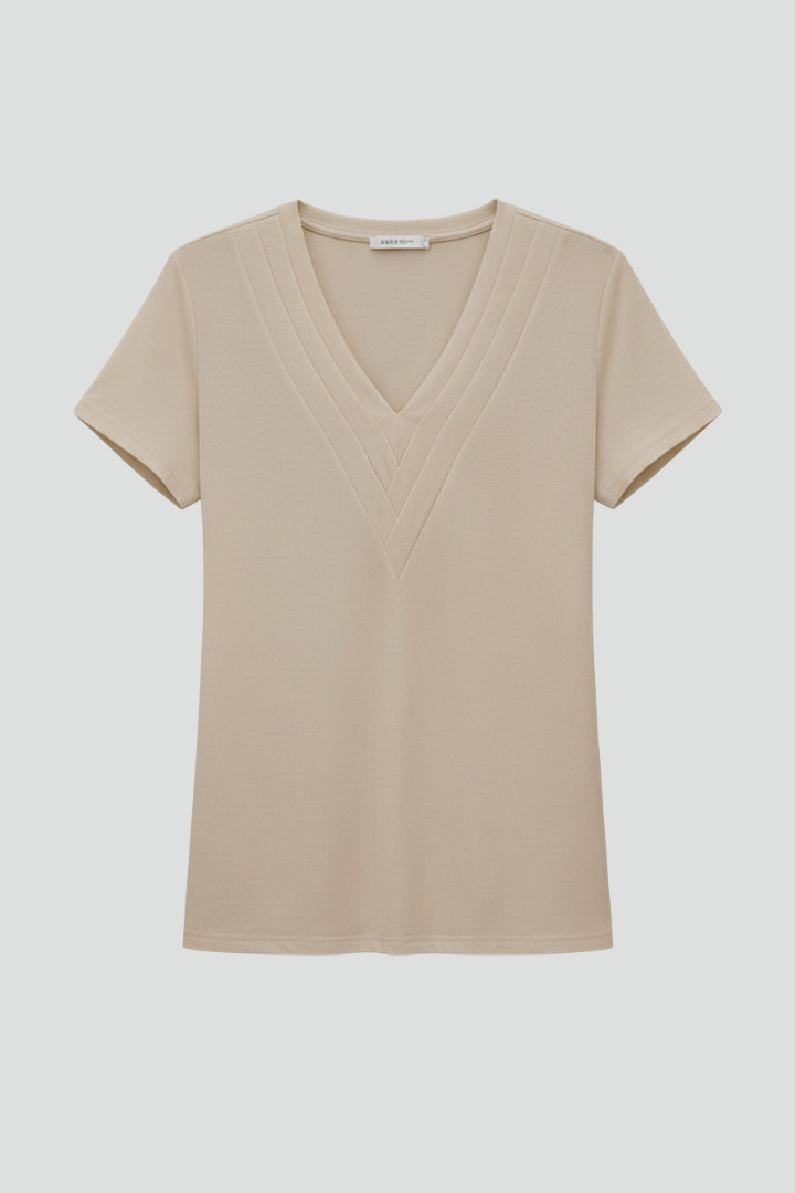 Women’s T-Shirt with V Neckline and Stitch Detail
