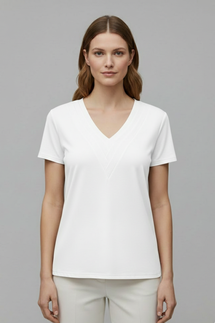Women’s T-Shirt with V Neckline and Stitch Detail