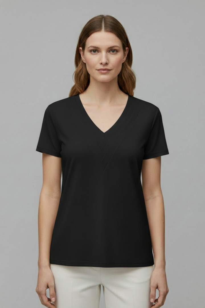 Women’s T-Shirt with V Neckline and Stitch Detail