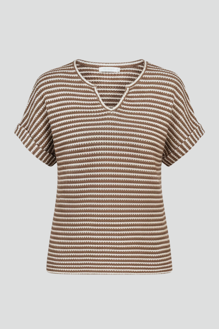 Women’s T-Shirt with V Neckline and Striped Surface